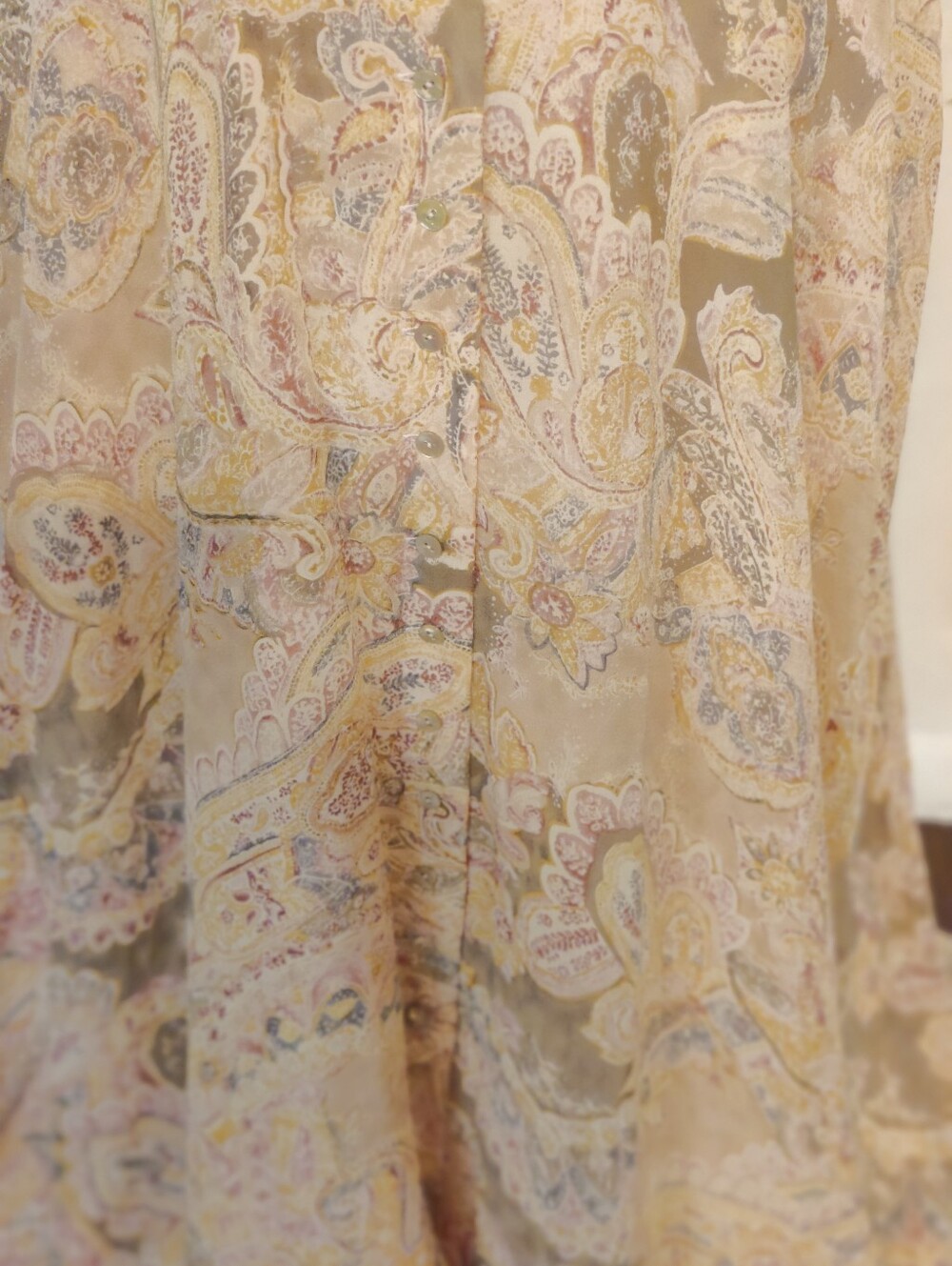 Y2K low slung Full Button Front 100% slinky Silk Floral  Maxi Skirt Vintage   S - Picture 4 of 9